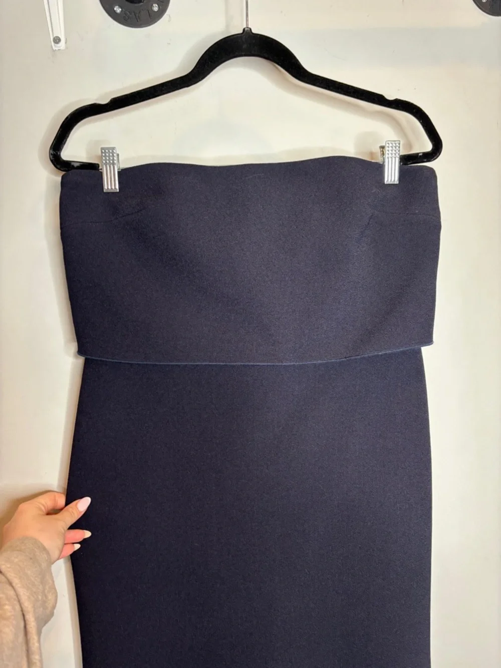 Dion Lee Strapless Laser Cut Fringe Dress Size 10 Navy